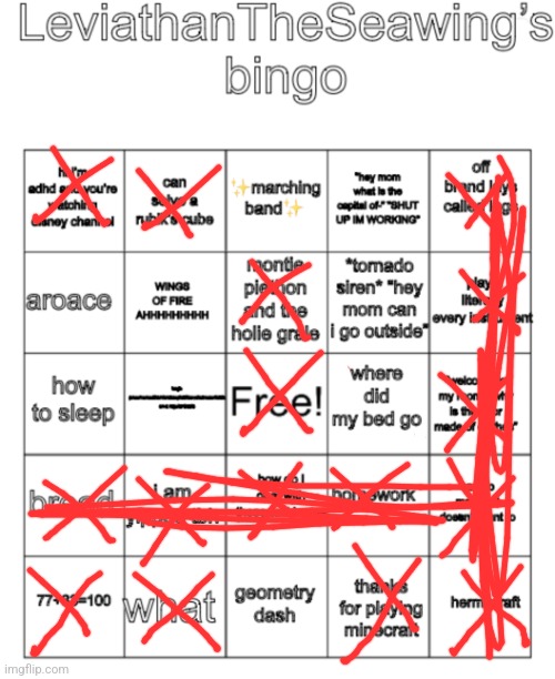 leviathantheseawing bingo | image tagged in leviathantheseawing bingo | made w/ Imgflip meme maker