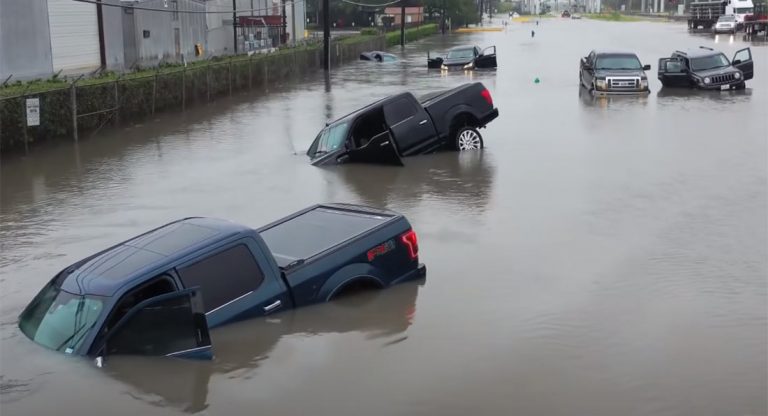 Flooded pickup trucks Blank Meme Template