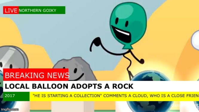 New | image tagged in local balloon adopts a rock | made w/ Imgflip meme maker