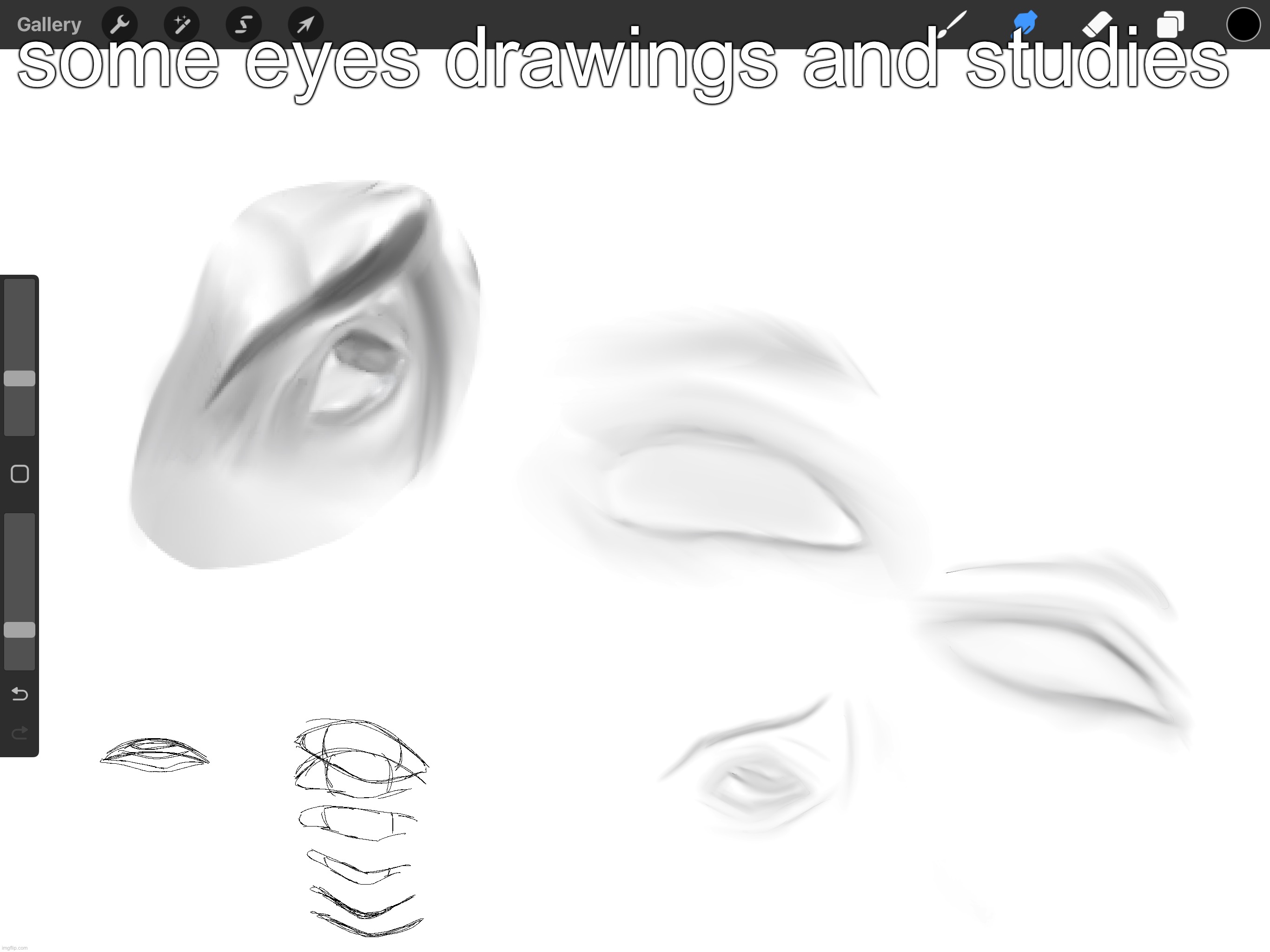 Idk lol give me suggestions, art block is terrible | some eyes drawings and studies | made w/ Imgflip meme maker