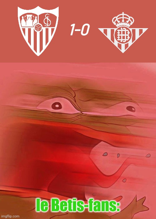 Sevilla-Real Betis 1:0. | 1-0; le Betis-fans: | image tagged in reeeeeeeeeeee,el gran derbi,sevilla,betis,laliga,sports | made w/ Imgflip meme maker