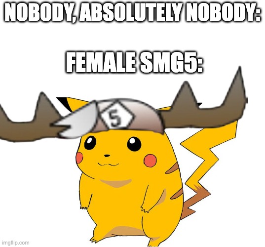 Fat Pikachu | NOBODY, ABSOLUTELY NOBODY:; FEMALE SMG5: | image tagged in fat pikachu | made w/ Imgflip meme maker