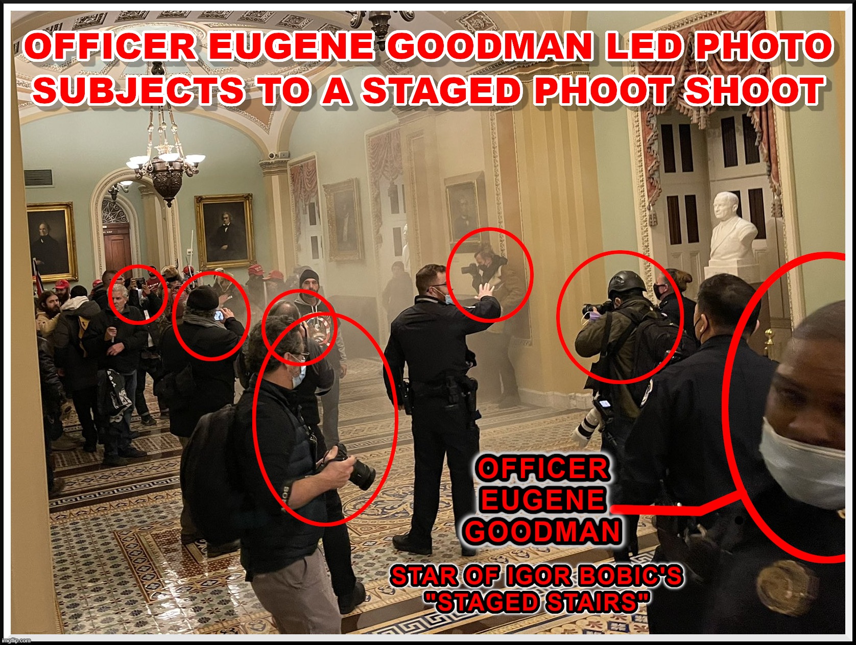 Officer GOODMAN'S STAGED PHOTO SHOOT... | image tagged in eugene goodman,goodman,photo shoot,staged,fake,scripted | made w/ Imgflip meme maker