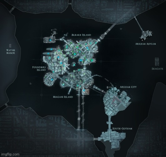 The FULL Gotham City map, including the maps from all Arkham games | made w/ Imgflip meme maker