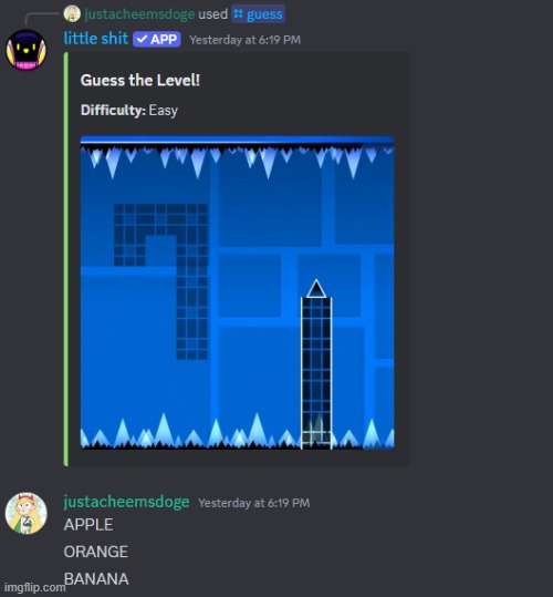 random shit. | image tagged in geometry dash,discord | made w/ Imgflip meme maker