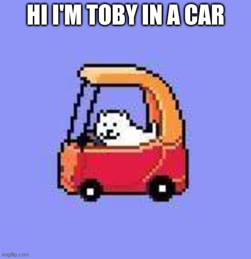 hi | HI I'M TOBY IN A CAR | image tagged in dog in a fischer price car | made w/ Imgflip meme maker