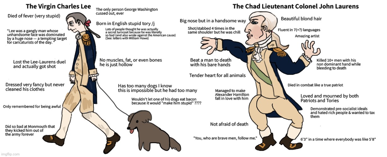 memes i stole from tumblr 1 | image tagged in american revolution,virgin vs chad | made w/ Imgflip meme maker