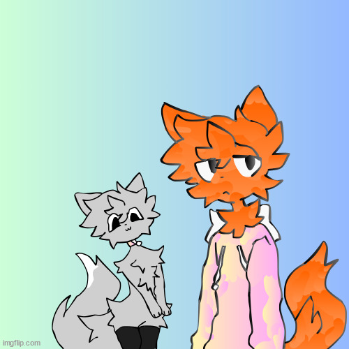 Ginger got a new sweater! (she doesnt like it) but Mochi does! | image tagged in meow | made w/ Imgflip meme maker