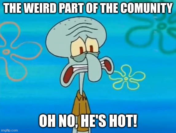 Oh no, he's hot | THE WEIRD PART OF THE COMUNITY OH NO, HE'S HOT! | image tagged in oh no he's hot | made w/ Imgflip meme maker