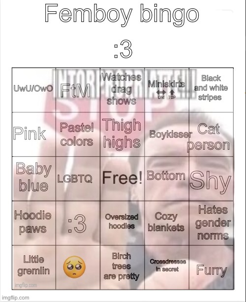 Femboy bingo | image tagged in femboy bingo | made w/ Imgflip meme maker