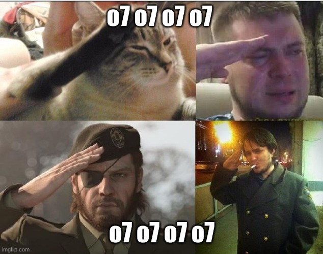 Ozon's Salute | o7 o7 o7 o7 o7 o7 o7 o7 | image tagged in ozon's salute | made w/ Imgflip meme maker