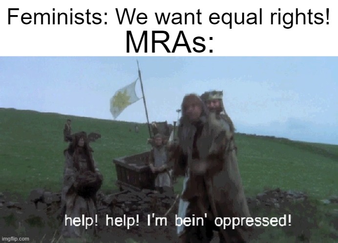 MRA is just incels playing the victim card. | Feminists: We want equal rights! MRAs: | image tagged in incel,feminism,feminist,oppression,projection | made w/ Imgflip meme maker