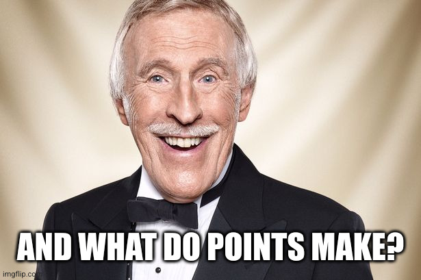 Bruce Forsyth | AND WHAT DO POINTS MAKE? | image tagged in bruce forsyth | made w/ Imgflip meme maker