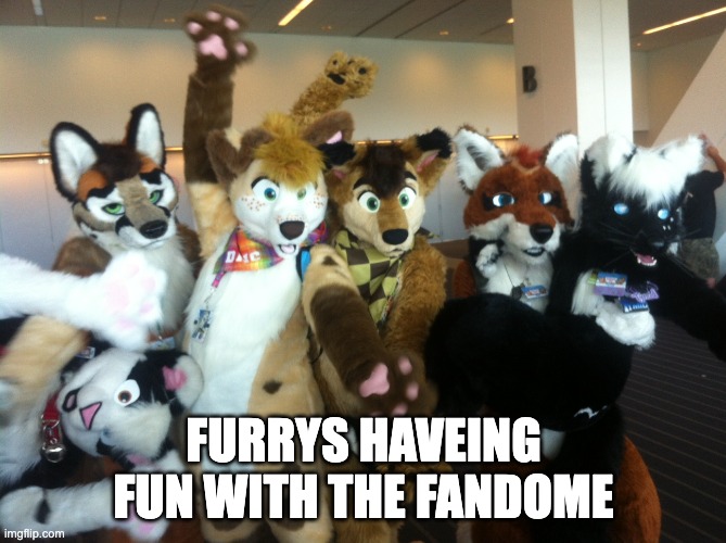 just a meme | FURRYS HAVEING FUN WITH THE FANDOME | image tagged in furries | made w/ Imgflip meme maker