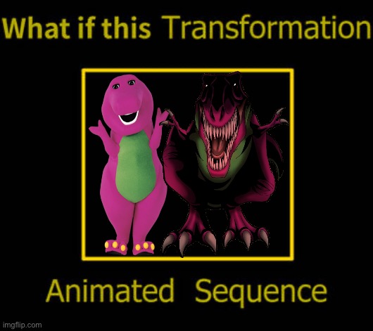 What if Barney becoming Godzilla Barney had an animated sequence? | image tagged in what if this transformation had an animated sequence,barney the dinosaur,godzilla | made w/ Imgflip meme maker