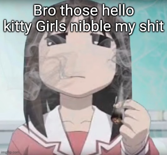 I smokd mmmm | Bro those hello kitty Girls nibble my shit | image tagged in i smokd mmmm | made w/ Imgflip meme maker