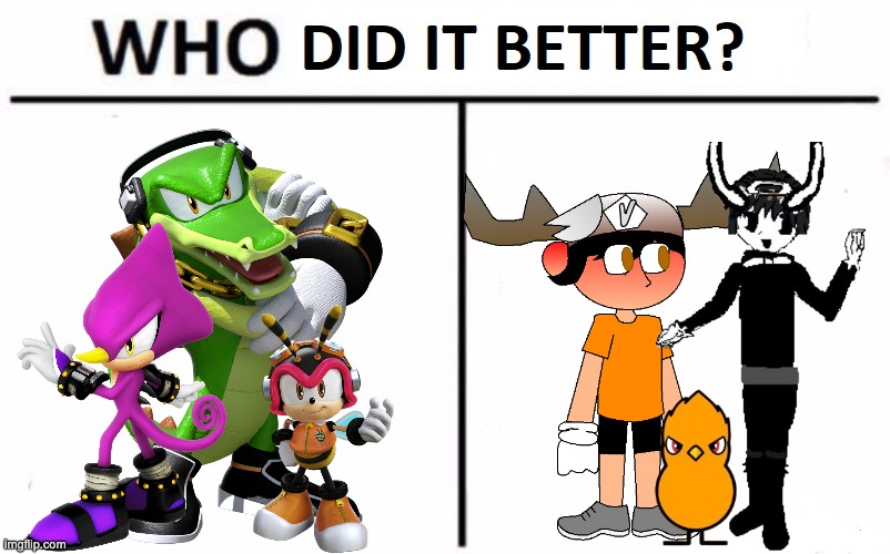 i remade this cuz of SMG5's design change | image tagged in who did it better | made w/ Imgflip meme maker