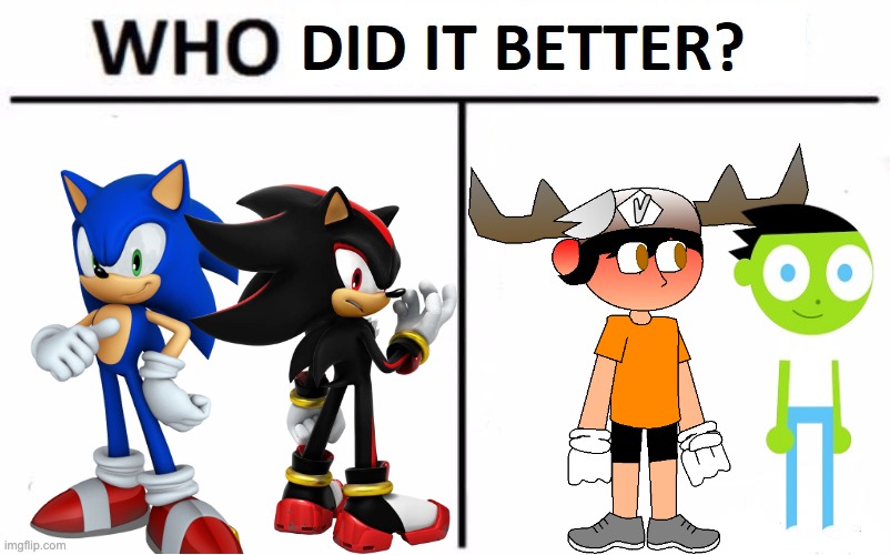 i remade this cuz of SMG5's design change | image tagged in who did it better | made w/ Imgflip meme maker