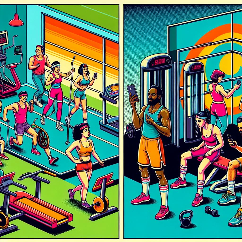 80s gym no phone vs now everyone filming Blank Meme Template