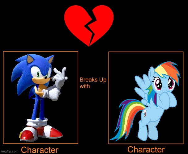 sonic breaks up with rainbow dash | image tagged in sonic the hedgehog | made w/ Imgflip meme maker