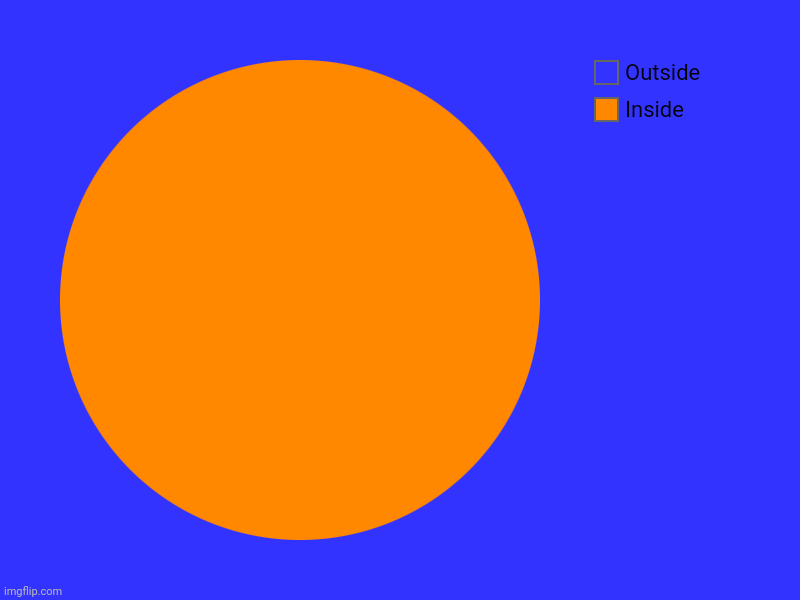 Look at this orange! Isn't it..... Detailess? :D | Inside, Outside | image tagged in charts,pie charts,logic,oranges | made w/ Imgflip chart maker