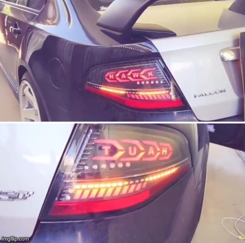 Hawk Tuah car | image tagged in hawk tuah,car,lights | made w/ Imgflip meme maker