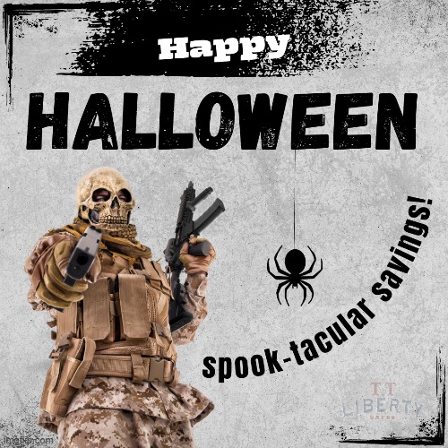 Happy Halloween | image tagged in sale,zombie,guns,spooky scary skeleton,october | made w/ Imgflip meme maker