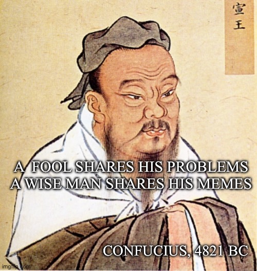 You happy now, Blossom | A  FOOL SHARES HIS PROBLEMS
A WISE MAN SHARES HIS MEMES; CONFUCIUS, 4821 BC | image tagged in confucius says,memes,problems,wise man,fool | made w/ Imgflip meme maker