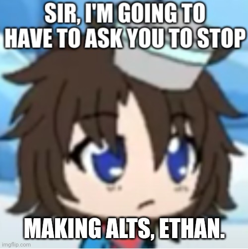 Please stop | MAKING ALTS, ETHAN. | image tagged in please stop | made w/ Imgflip meme maker