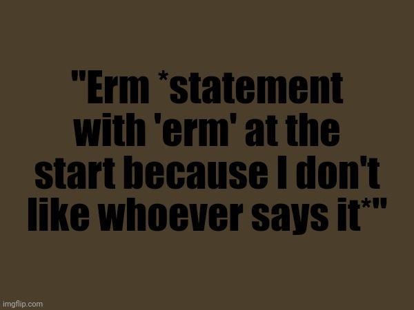 "Erm *statement with 'erm' at the start because I don't like whoever says it*" | image tagged in slander | made w/ Imgflip meme maker