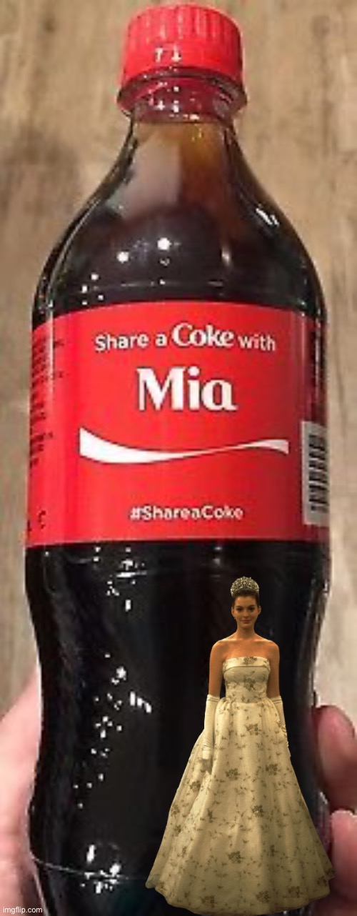 Mia's Reaction To Her Name On A Coke Bottle | image tagged in disney,disney princess,coca cola,girl,princess,pretty girl | made w/ Imgflip meme maker