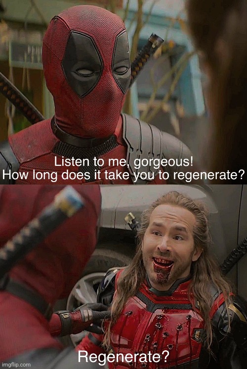 Regenerate? | image tagged in deadpool,deadpool and wolverine,memes | made w/ Imgflip meme maker