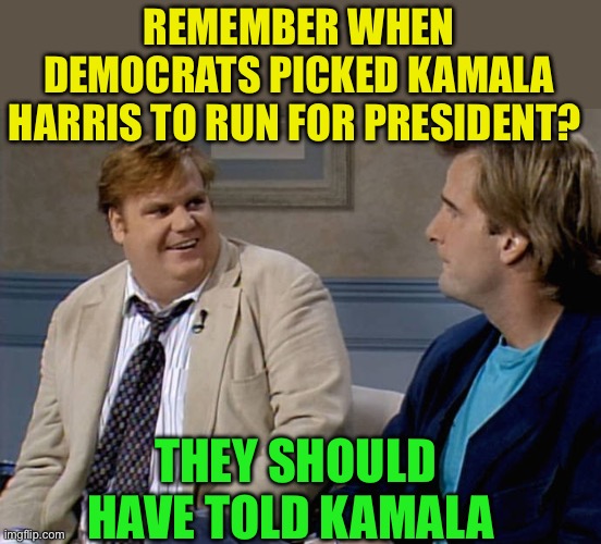 Democrat presidential nominee, is AWOL | REMEMBER WHEN DEMOCRATS PICKED KAMALA HARRIS TO RUN FOR PRESIDENT? THEY SHOULD HAVE TOLD KAMALA | image tagged in remember that time,democrats,kamala harris,incompetence,presidential debate | made w/ Imgflip meme maker