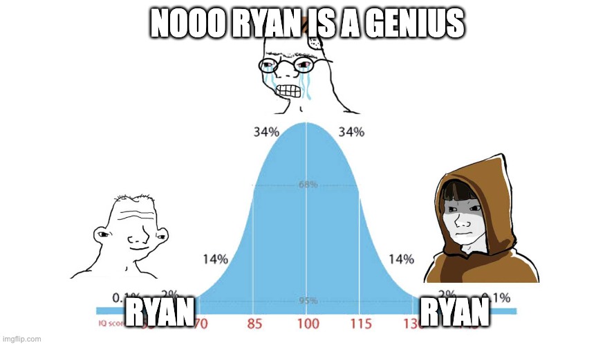 Gauss Wojak | NOOO RYAN IS A GENIUS; RYAN                                     RYAN | image tagged in gauss wojak | made w/ Imgflip meme maker