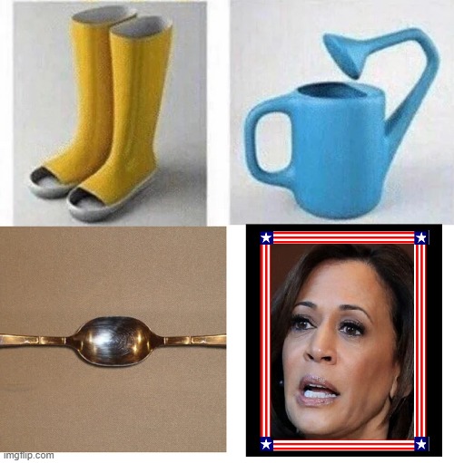 Most Useless Things All-Time | image tagged in vince vance,kamala harris,memes,useless,spoon,pitcher | made w/ Imgflip meme maker