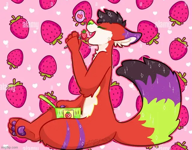 the scrunkly-wunkly (Art credit: bytemyass) | image tagged in majira strawberry,furry,youtuber,wholesome,cartoon,why are you reading the tags | made w/ Imgflip meme maker