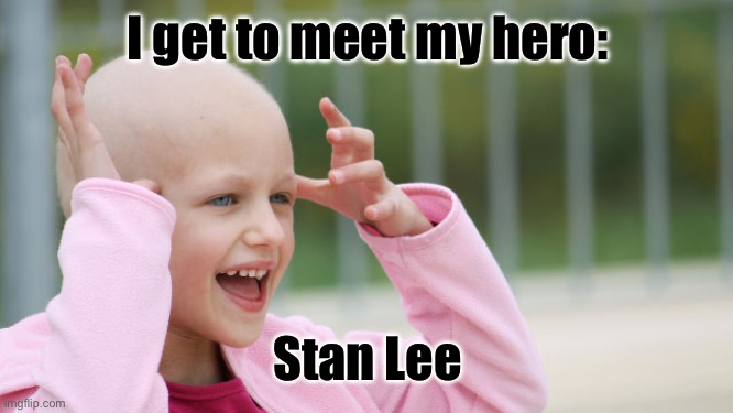 Meet your hero | I get to meet my hero:; Stan Lee | image tagged in yay cancer,cancer,ptsd | made w/ Imgflip meme maker