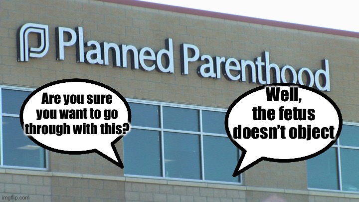 planned abortionhood | Are you sure you want to go through with this? Well, the fetus doesn’t object | image tagged in planned abortionhood | made w/ Imgflip meme maker