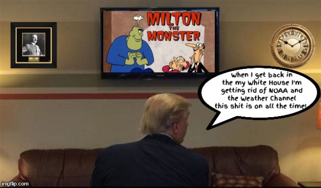 Dotards dementia dilemma | image tagged in dotards dementia dilemma,milton the monster,hurricane,noaa,the weather channel,maga mental case | made w/ Imgflip meme maker