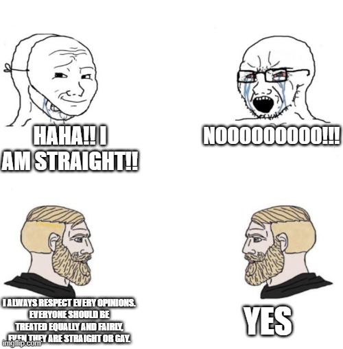 Things you should know before you do | HAHA!! I AM STRAIGHT!! NOOOO00000!!! YES; I ALWAYS RESPECT EVERY OPINIONS.
EVERYONE SHOULD BE TREATED EQUALLY AND FAIRLY,
EVEN THEY ARE STRAIGHT OR GAY. | image tagged in chad we know,memes,facts | made w/ Imgflip meme maker