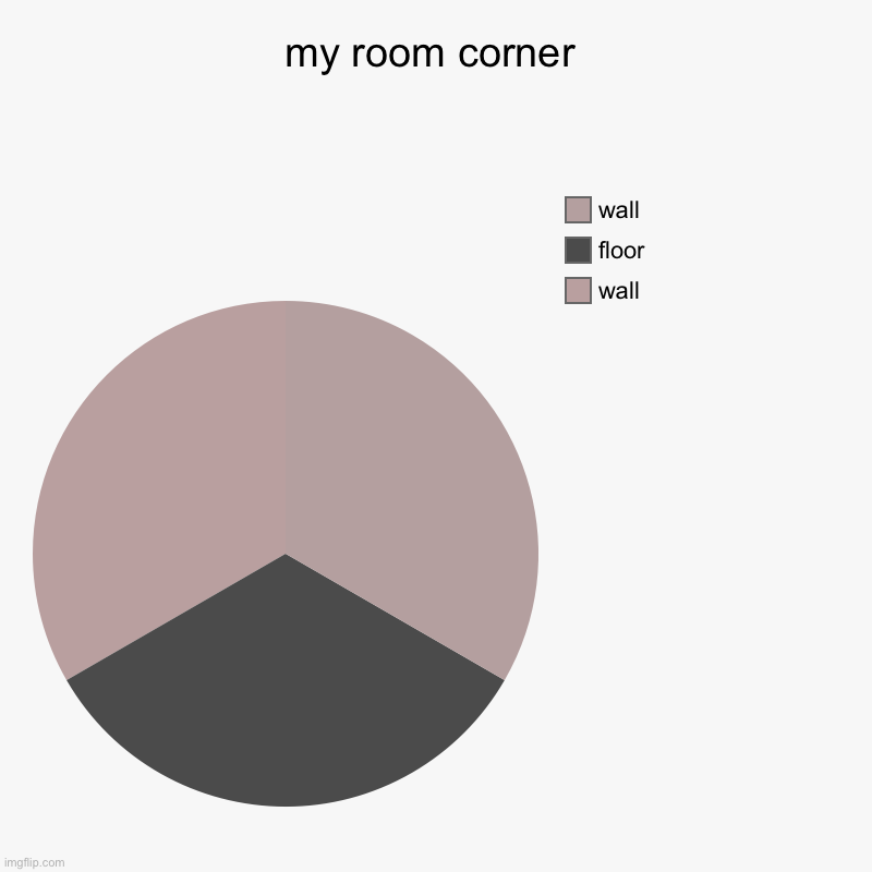 literal meme | my room corner | wall, floor, wall | image tagged in charts,pie charts | made w/ Imgflip chart maker