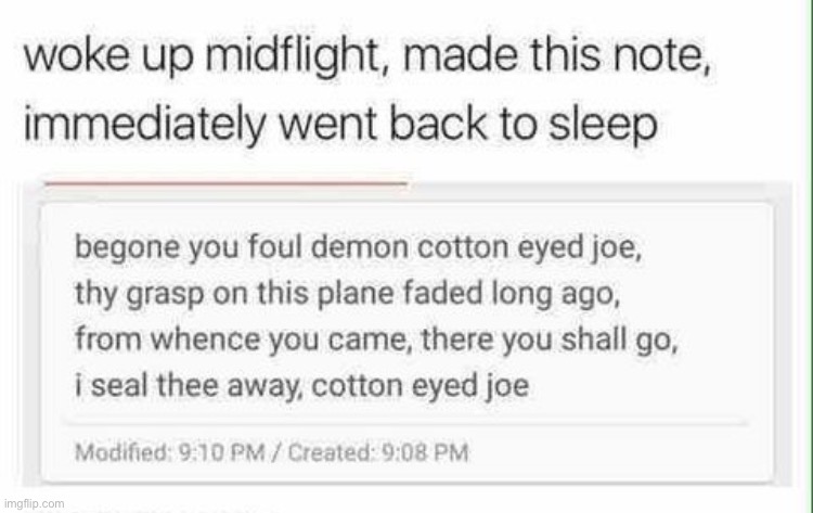 The Banishing of Cotton-Eye Joe | made w/ Imgflip meme maker
