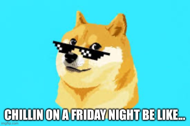Doge with deal with it sunglasses | CHILLIN ON A FRIDAY NIGHT BE LIKE... | image tagged in doge with deal with it sunglasses | made w/ Imgflip meme maker