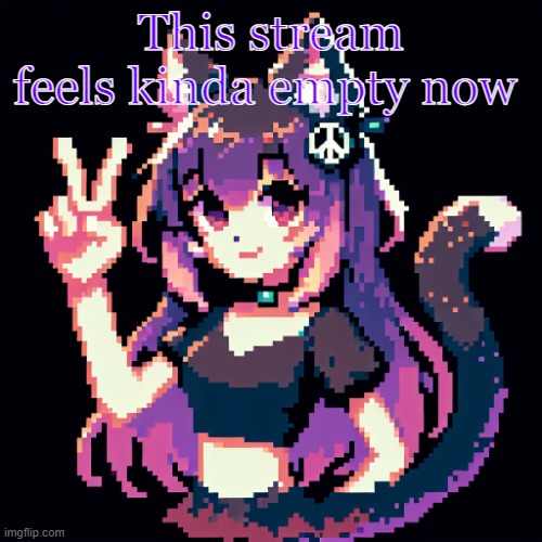 catgirl with peace sign | This stream feels kinda empty now | image tagged in catgirl with peace sign | made w/ Imgflip meme maker