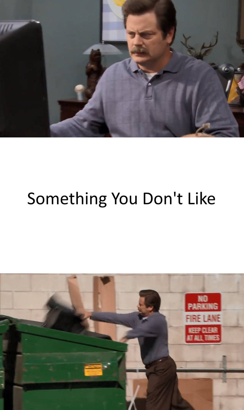 Ron Swanson Throwing away Computer Blank Meme Template