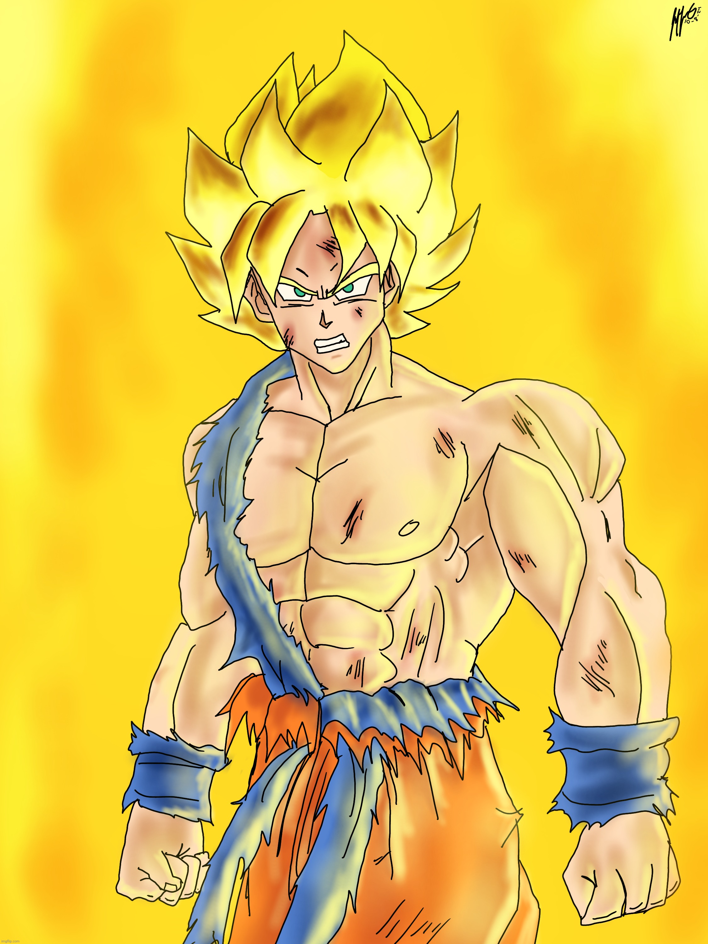 Super Saiyan Goku | image tagged in dbz,drawing | made w/ Imgflip meme maker