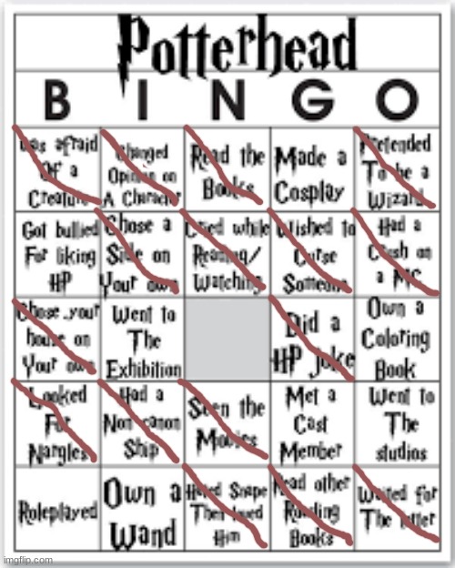 No bingo | image tagged in potterhead bingo | made w/ Imgflip meme maker