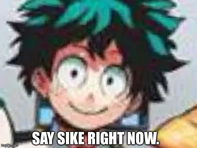 Deku say sike right now | image tagged in deku say sike right now | made w/ Imgflip meme maker
