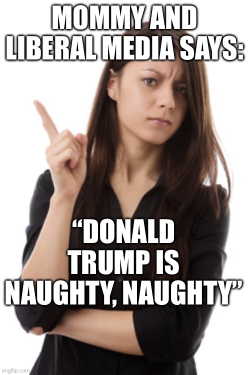 MOMMY AND LIBERAL MEDIA SAYS:; “DONALD TRUMP IS NAUGHTY, NAUGHTY” | made w/ Imgflip meme maker