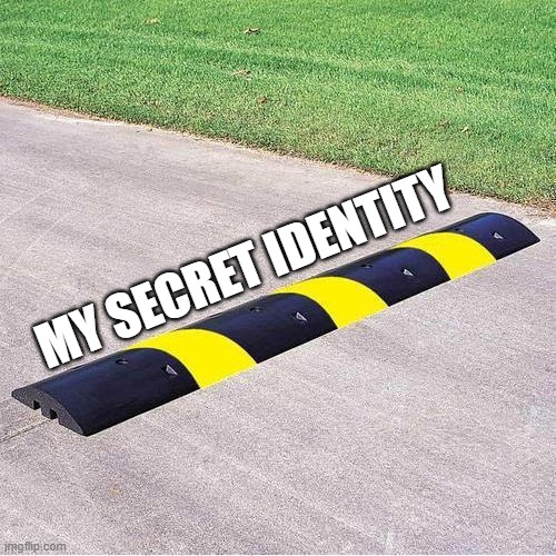 Speed bump 233 | MY SECRET IDENTITY | image tagged in speed bump 233 | made w/ Imgflip meme maker